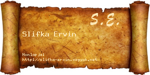 Slifka Ervin névjegykártya